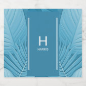 Gepersonaliseerd tropisch Blauwgroen Sparkling Wijnetiket (Enkel label)