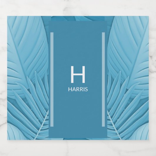 Gepersonaliseerd tropisch Blauwgroen Sparkling Wijnetiket (Enkel label)