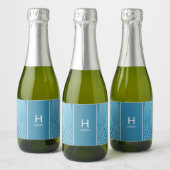 Gepersonaliseerd tropisch Blauwgroen Sparkling Wijnetiket (Flessen)