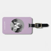 Gepersonaliseerd Tropisch Monogram Bord Paarse Bagagelabel (Voorkant horizontaal)