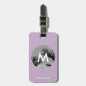 Gepersonaliseerd Tropisch Monogram Bord Paarse Bagagelabel (Voorkant verticaal)
