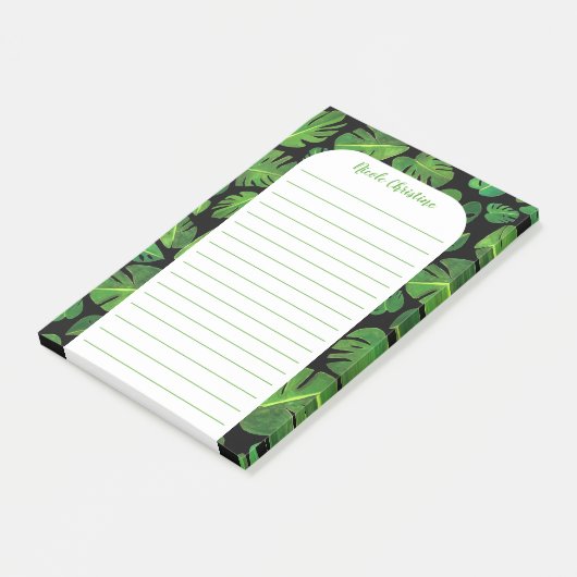 Gepersonaliseerd tropisch monstera Leaf Patroon Post-it® Notes (Schuin)