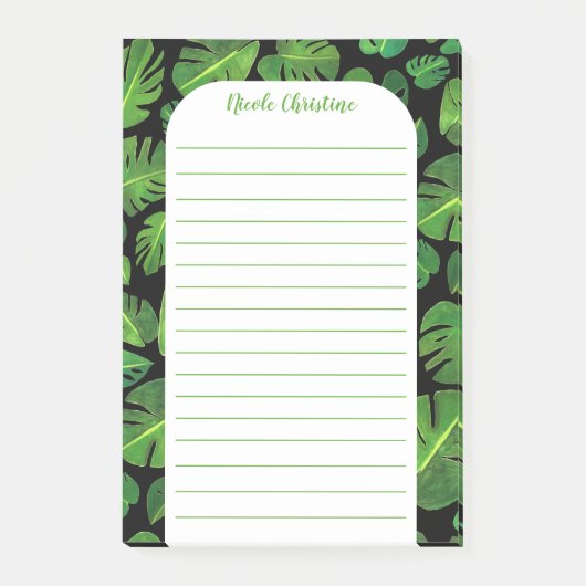 Gepersonaliseerd tropisch monstera Leaf Patroon Post-it® Notes (Voorkant)