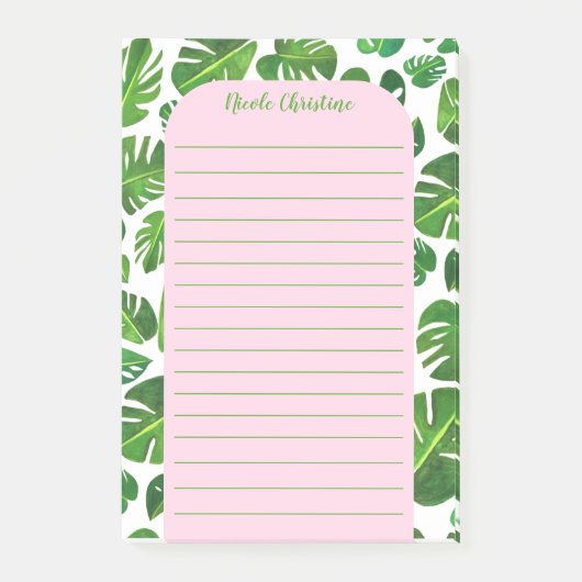 Gepersonaliseerd tropisch monstera Leaf Patroon Post-it® Notes (Voorkant)