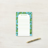 Gepersonaliseerd tropisch monstera Leaf Patroon Post-it® Notes (Op bureau)