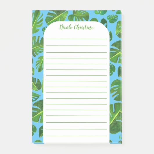 Gepersonaliseerd tropisch monstera Leaf Patroon Post-it® Notes (Voorkant)
