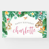 Gepersonaliseerd Tropisch Oerwoud Kids Verjaardags Spandoek (Horizontaal)