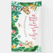 Gepersonaliseerd Tropisch Oerwoud Kids Verjaardags Spandoek (Verticaal)