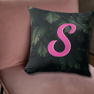 Gepersonaliseerd tropisch palmroze neon Sierkussen