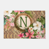 Gepersonaliseerd tropisch strand monogram deurmat (Voorkant)