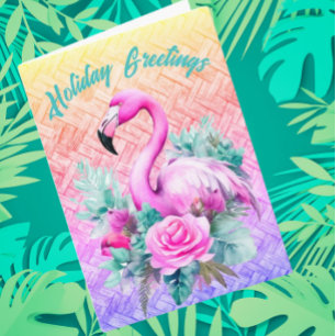 Gepersonaliseerd tropische pastel roze flamingo va bedankkaart