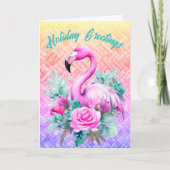 Gepersonaliseerd tropische pastel roze flamingo va bedankkaart (Voorkant)
