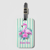 Gepersonaliseerd  tropische roze flamingo bagagelabel (Voorkant (verticaal))
