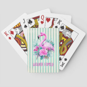 Gepersonaliseerd tropische roze flamingo pokerkaarten