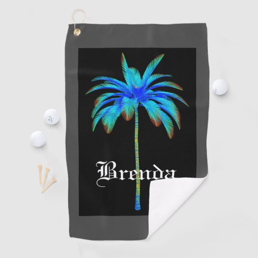 Gepersonaliseerd Tropische turquoise Palm Tree Gol Golfhanddoek (Insitu)