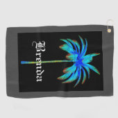 Gepersonaliseerd Tropische turquoise Palm Tree Gol Golfhanddoek (Horizontaal)