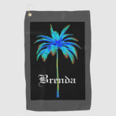 Gepersonaliseerd Tropische turquoise Palm Tree Gol Golfhanddoek (Voorkant)