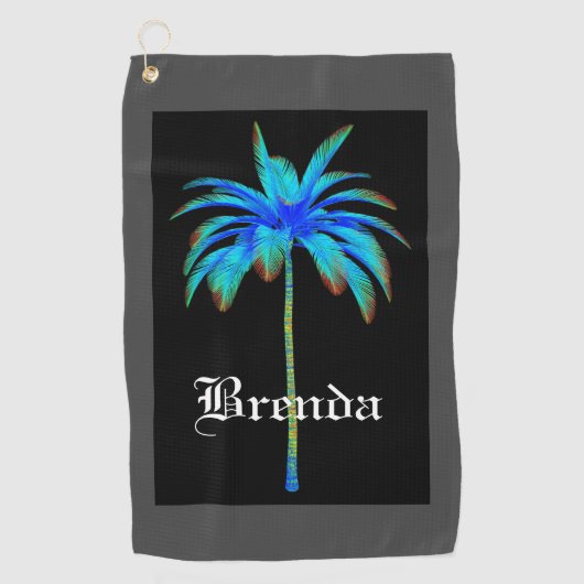 Gepersonaliseerd Tropische turquoise Palm Tree Gol Golfhanddoek (Voorkant)