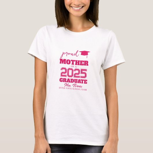 Gepersonaliseerd trotse moeder van een afstuderen t-shirt (Voorkant)