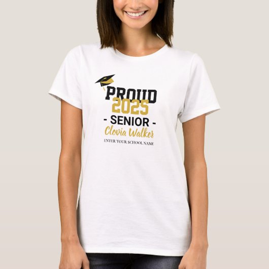 Gepersonaliseerd trotse school senior afstuderen t-shirt (Voorkant)