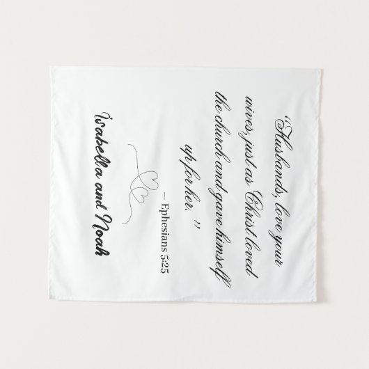 Gepersonaliseerd trouwtapijt wandkleed (Voorkant (horizontaal))