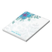 Gepersonaliseerd Turquoise Floral Notitieblok (Linkerzijde)