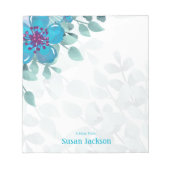 Gepersonaliseerd Turquoise Floral Notitieblok (Voorkant)