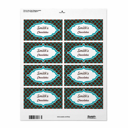 Gepersonaliseerd Turquoise Lace Labels (Full Sheet)