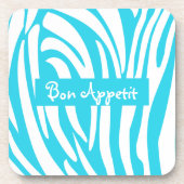 Gepersonaliseerd Turquoise Striped Zebra Pattern Bier Onderzetter (Voorkant)