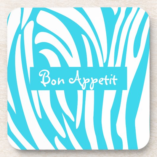 Gepersonaliseerd Turquoise Striped Zebra Pattern Bier Onderzetter (Voorkant)