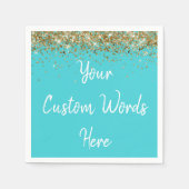 Gepersonaliseerd Turquoise verjaardagsfeestje Jubi Servet (Voorkant)