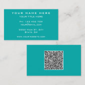 Gepersonaliseerd Turquoise Visitekaartje met QR Co (Voorkant / Achterkant)