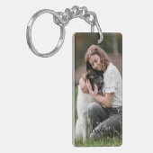 Gepersonaliseerd twee foto en tekst Sleutelhanger (Voorkant Links)