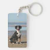 Gepersonaliseerd twee foto en tekst Sleutelhanger (achterkant)