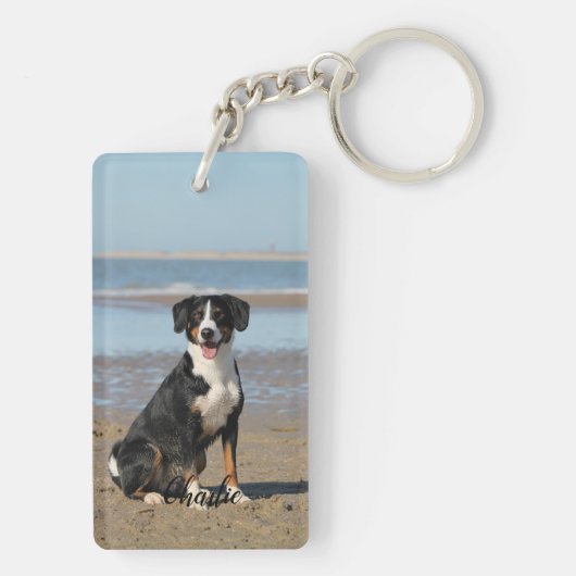 Gepersonaliseerd twee foto en tekst Sleutelhanger (achterkant)