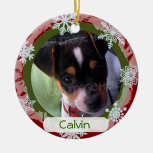 Gepersonaliseerd Twee gesteunde Foto Lijst Rood en Keramisch Ornament