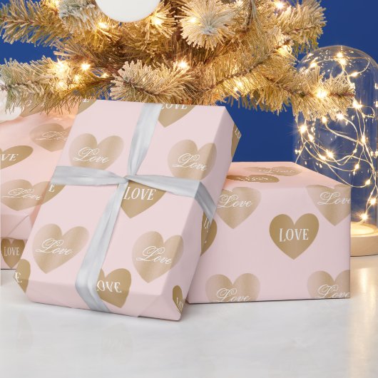 Gepersonaliseerd twee keer Golden Hearts, mistig R Cadeaupapier (Feestdagen)