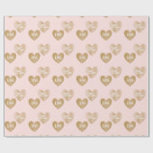 Gepersonaliseerd twee keer Golden Hearts, mistig R Cadeaupapier (Vlak)
