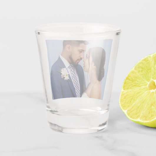 Gepersonaliseerd twee paar bruiloft foto tweezijdi shot glas (Achterkant)