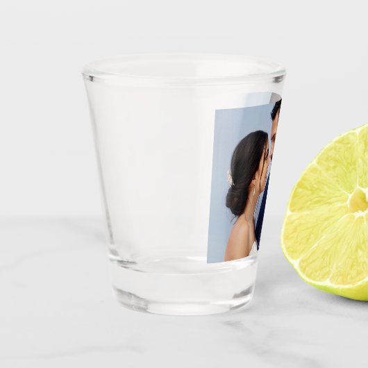 Gepersonaliseerd twee paar bruiloft foto tweezijdi shot glas (Links)