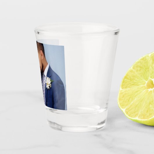 Gepersonaliseerd twee paar bruiloft foto tweezijdi shot glas (Rechts)
