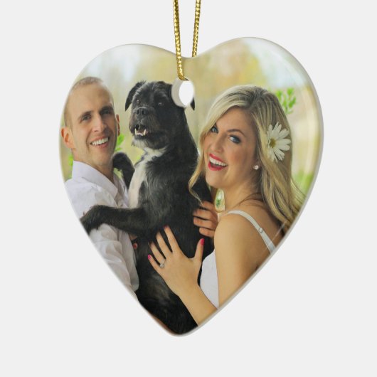 Gepersonaliseerd tweezijdige foto keramisch ornament (Links)