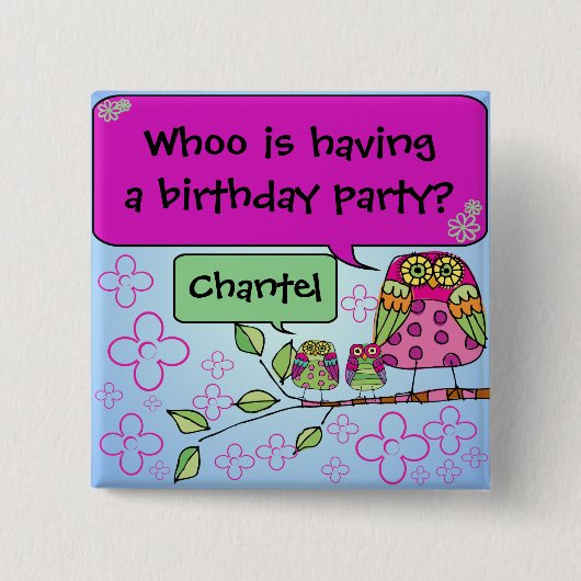 Gepersonaliseerd uil Button (Voorkant)