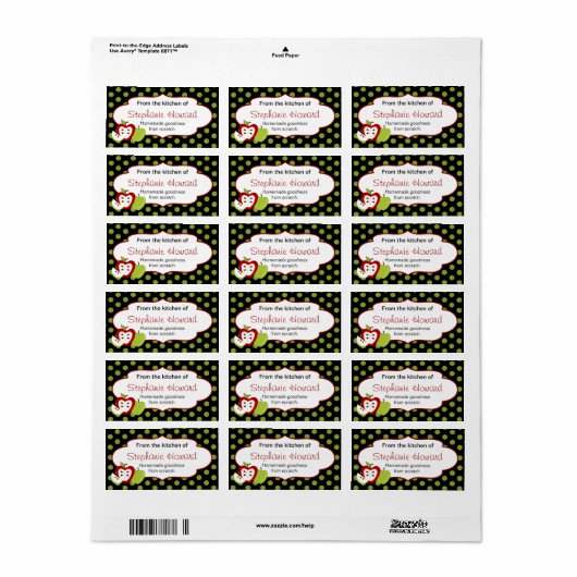 Gepersonaliseerd uit de keuken met appels etiket (Full Sheet)