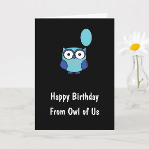 Gepersonaliseerd uit Uil of Us Blue Owl Verjaardag Kaart