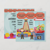 Gepersonaliseerd uitnodiging Arcade Birthday Party (Voorkant / Achterkant)