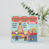 Gepersonaliseerd uitnodiging Arcade Birthday Party (Staand voorkant)