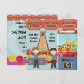 Gepersonaliseerd uitnodiging Arcade Birthday Party (Voorkant / Achterkant)