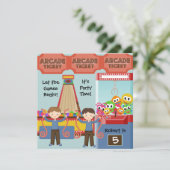 Gepersonaliseerd uitnodiging Arcade Birthday Party (Staand voorkant)