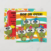 Gepersonaliseerd uitnodiging van Frog Hop Birthday (Voorkant / Achterkant)